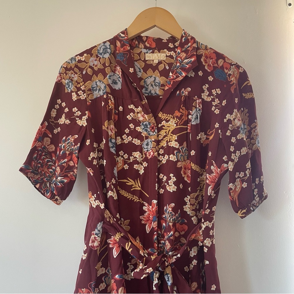 By TiMo Floral Burgundy Dress